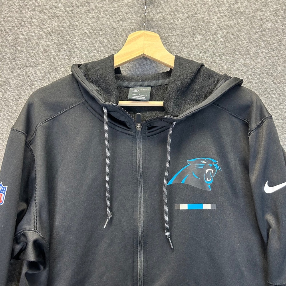 Nike Carolina Panthers NFL Dri-FIT Full Zip Hoodie Black Mens Large